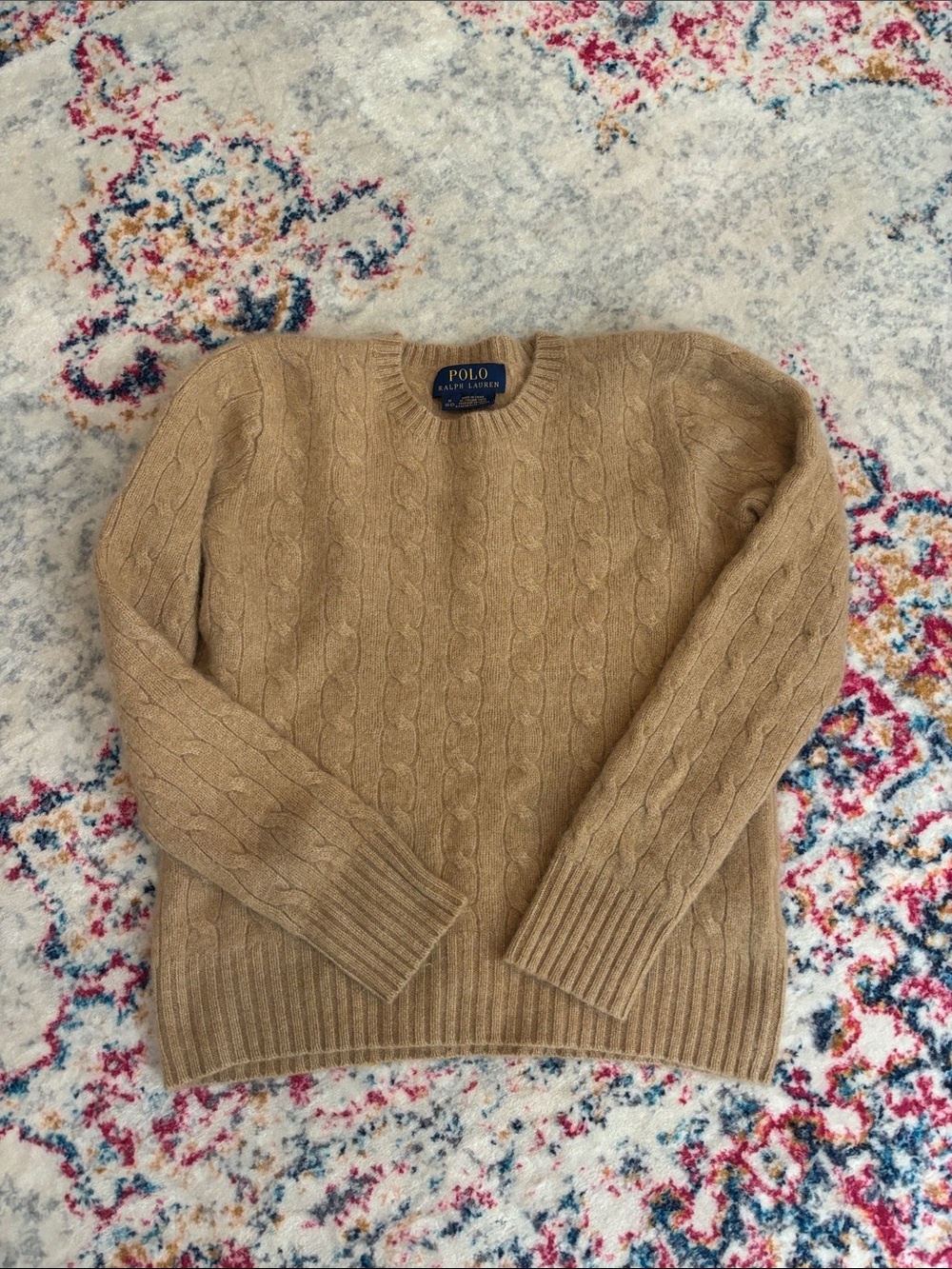 Polo by Ralph Lauren Camel Cable-Knit Crewneck Sweater